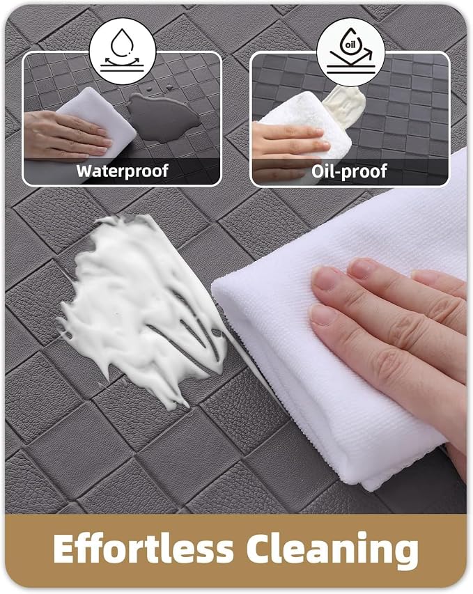 Color&Geometry Checkered Kitchen Floor Mat 17x59 Anti Fatigue Narrow, Grey | Waterproof & Oil Proof, Easy Clean PVC Kitchen Rug For Busy Family, 0.4in Thick Cushion For Long Standing, Non Slip, Small