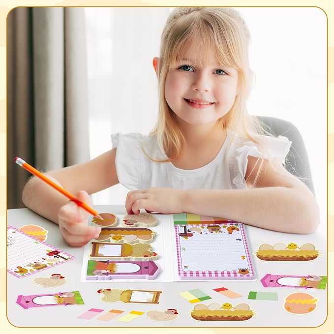B1ykin Cute Sticky Notes Set - I Just Really Like Chicken Self-Stick Notes Pad, 550 Sheets Writing Memo Pages Sticky Notepad for Teacher Appreciation Gifts, School Office Supplies (Chicken)