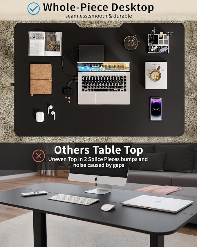 Okin Electric Standing Desk, 40 x 24 Inches Whole Piece Height Adjustable Desk, Black Sit to Stand Desks Computer Workstation with Wheels for Home Office