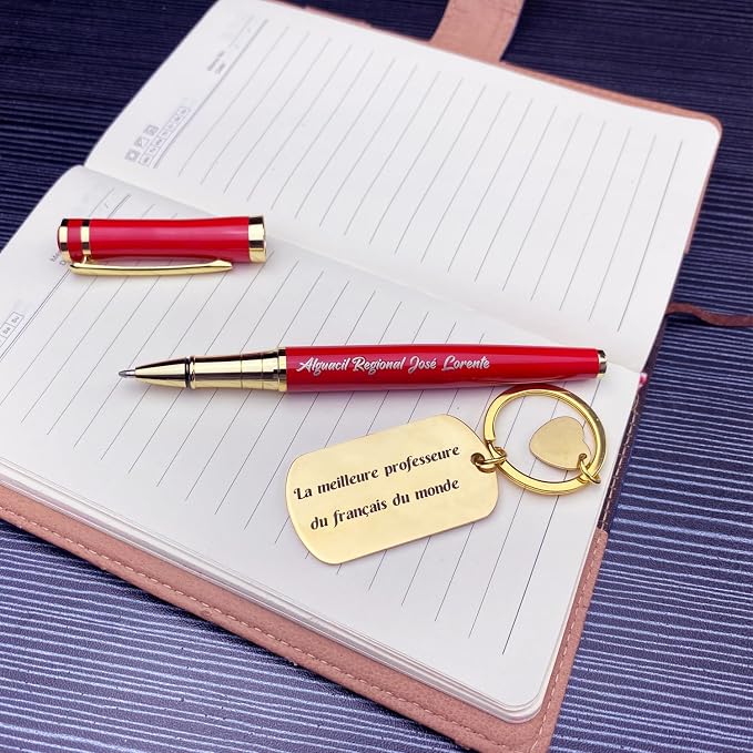 Yastar Personalized Pen with Custom Keychain,Luxury Pen Set with Pen Bag Gift Card - Engraved with your Message Names Company Names Phone Number Gift for Business Men Women