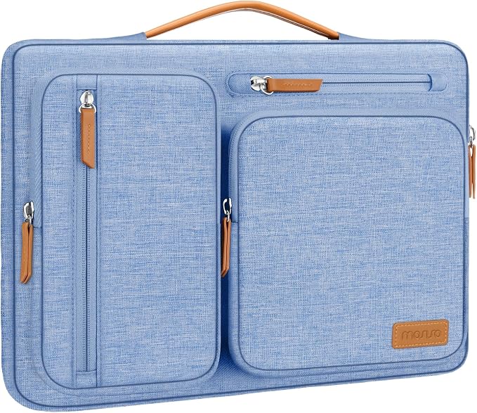 MOSISO 360 Protective Laptop Case 16 inch, 15-15.6 inch Laptop Sleeve Compatible with MacBook Pro 16, HP Acer Dell Lenovo ASUS, Side Open Carrying Case with 4 Zipper Pockets&Handle, Sky Blue