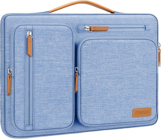 MOSISO 360 Protective Laptop Case 16 inch, 15-15.6 inch Laptop Sleeve Compatible with MacBook Pro 16, HP Acer Dell Lenovo ASUS, Side Open Carrying Case with 4 Zipper Pockets&Handle, Sky Blue