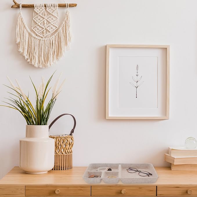 Drawer Organizer Tray 4-Compartment Nordic Oatmeal Felt Divider | Sustainable material soft yet sturdy,multi-purpose storage, sleek minimalist lifestyle