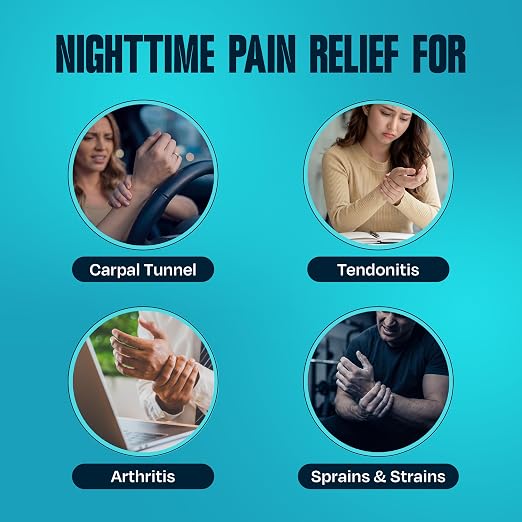 ComfyBrace Nighttime Pain Relief Wrist Brace for Carpal Tunnel, Tendonitis, Arthritis | Fits & Soothes Aches in Both Hands | Palm Cushion Beads for Hot Spots | Breathable Fabric | (Pack of 1)