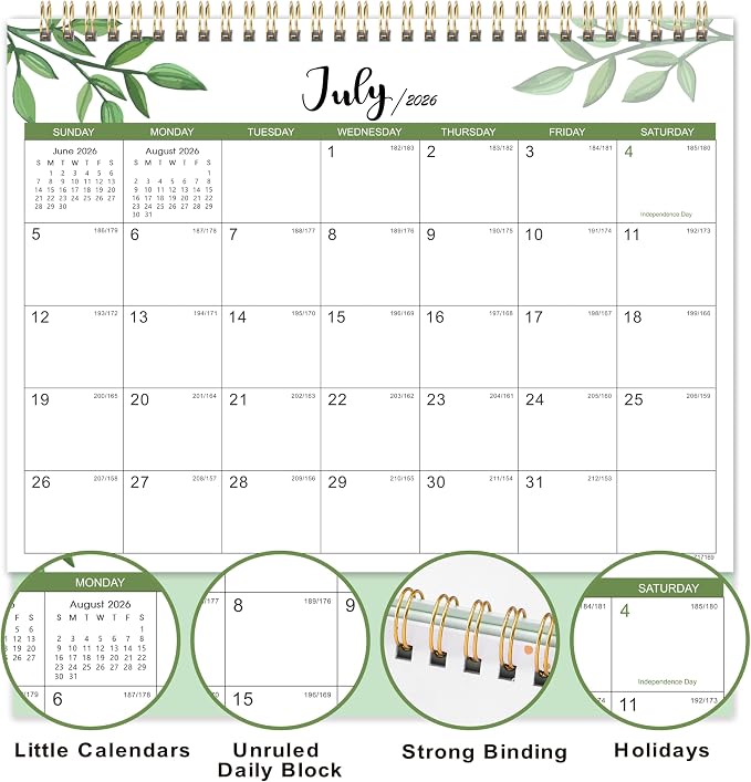 Desk Calendar 2026-2027, Jul. 2026 to Dec. 2027, Standing Flip Desktop Calendars 2026-2027, 10" x 8.3", Small Desk Calendar with Thick Paper, 2027 Calendars with Strong Twin-Wire