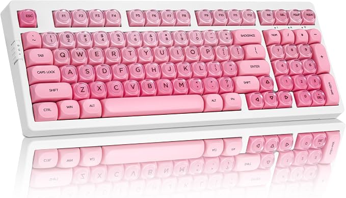 ZORNHER ZH980 Foundation Mechanical Keyboard,95% Pink& White Creamy Keyboard with Number Pad,Cute Jelly MOA Profile Keycaps,Creamy Sounding Linear Switches,Hot-Swappable,RGB Backlit