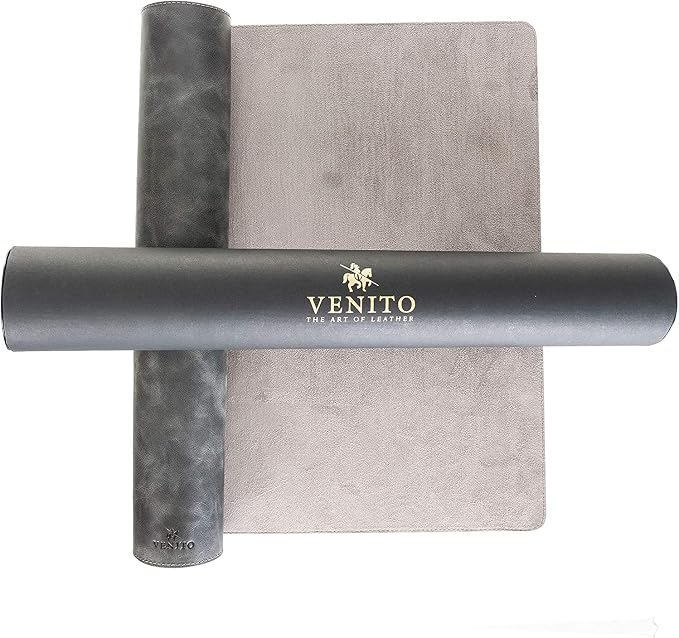 Venito Premium Leather Desk Pad Mat (31.5 X 14.6 inch) - Medium Desk Mat for Keyboard and Mouse Home Office Accessories (Faded Gray)*