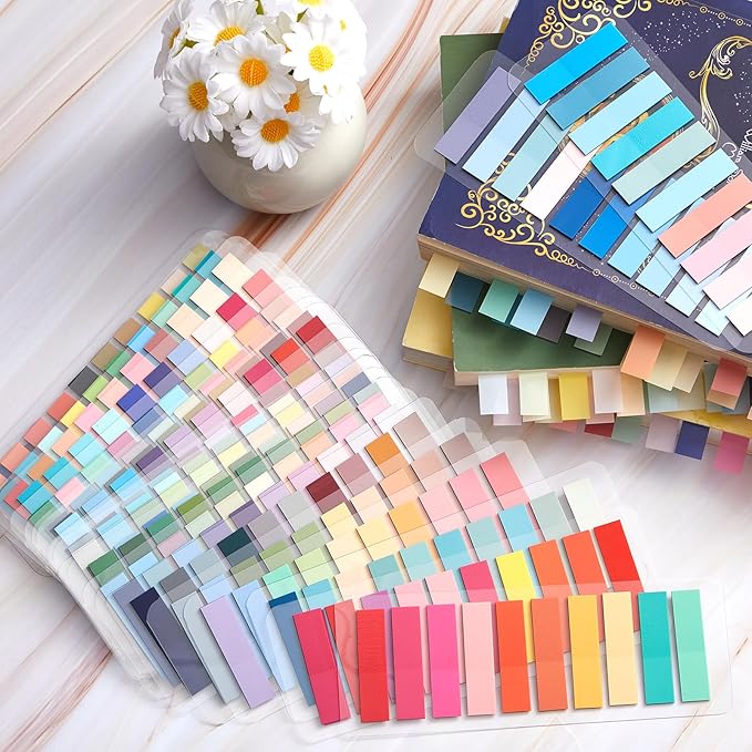 ReliThick 4800 Pcs Annotation tabs Sticky Tabs for Books Transparent Sticky Notes 24 Color Writable Page Markers Book Flags Strip for Annotating Reading Supplies Bookish Gift