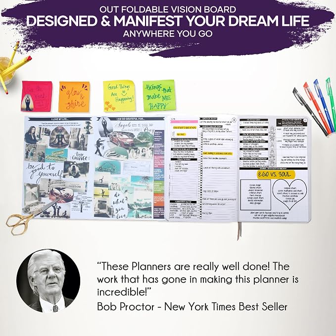 90-Day Goal Planner with Daily Journal, Gratitude & Habit Tracker | Daily Planner, Productivity, Time blocking, Manifestation & Affirmations with Vision Board, Guided Journal for Women & Men