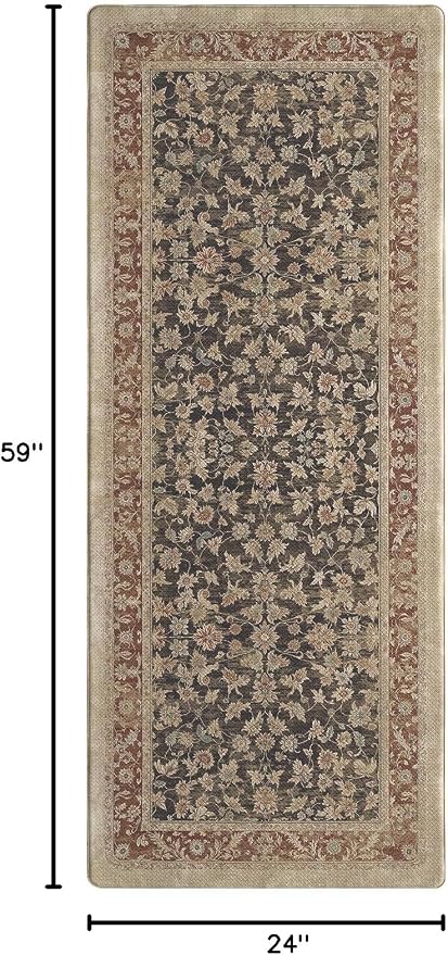 Color&Geometry Kitchen Mat 60x150cm Faded Vintage Anti Fatigue, Light Taupe | 0.4in Cushion Standing Mat For Cooking/Working/Laundry, Boho Decor, Non Slip PVC Kitchen Rug, Oil/Water Proof, Anti Slip
