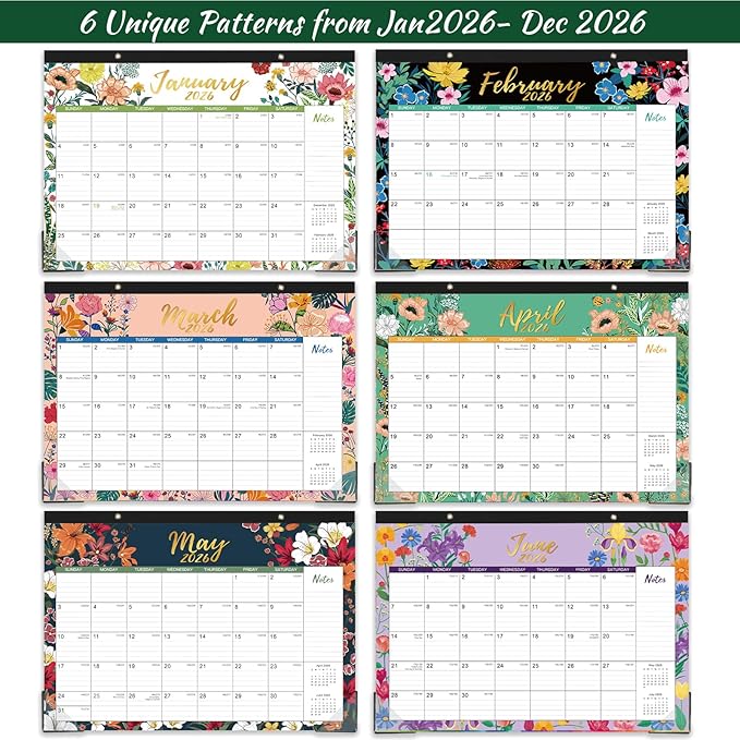 2026 Desk Calendar – Jan 2026 – Dec 2026, 12 Months Large Monthly Desk Calendar 2026, 17" x 12", Desk Pad, Ruled Blocks, To-do List & Notes, Tear Off, Best Desk/Wall Calendar, Beautiful Flowers