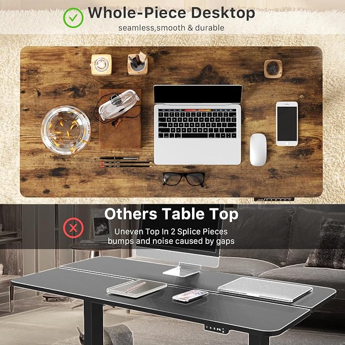 JOY worker Small Electric Computer Desk, 40" Whole Piece Height Adjustable | 40" x 20" Rustic Brown Compact Sit Stand Desk with Memory Controller, Narrow Computer Workstation for Home Office Walking Pad