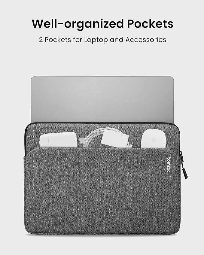 tomtoc Slim Laptop Sleeve for 13.5-14.3 Lenovo, HP, ASUS, Dell, Acer Laptop Notebook, Vivobook/Zenbook 14, Water-Resistant Protective Case for 13.8 Inch Surface