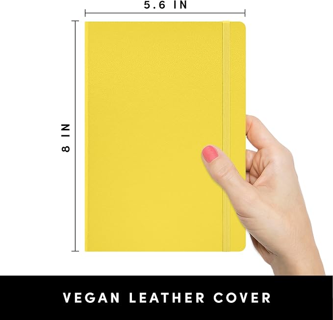 PAPERAGE Lined Journal Notebook, Hardcover Journal for Women & Men, 252 Pages, (5.6 in x 8 in), College Ruled Journaling Notebook for Work, School Supplies & Note Taking, (Yellow)