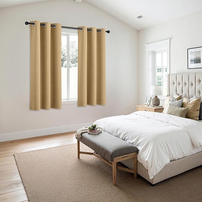 MIULEE Blackout Curtains for Bedroom Living Room 2 Panels, Thermal Insulated Room Darkening Drapes Grommet Noise Reducing Light Blocking Window Treatments 54 Inches Long 40x54 Inch Gold