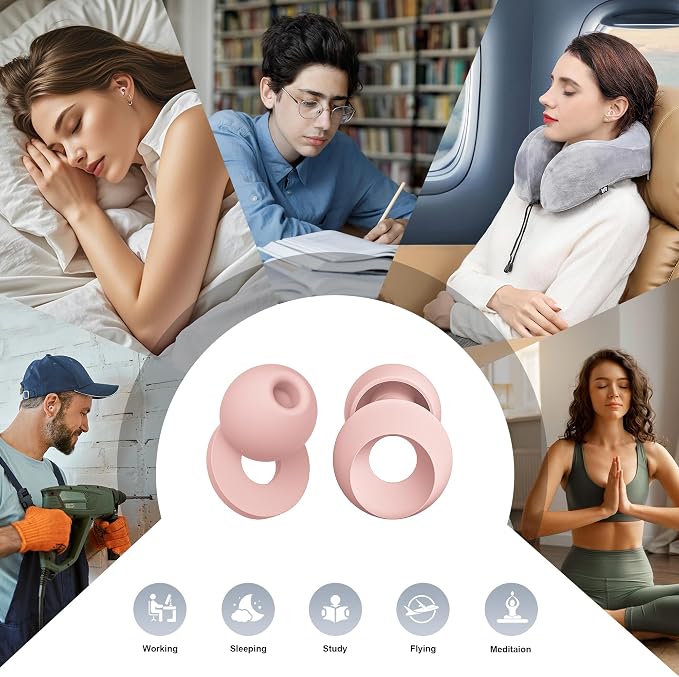 Ear Plugs for Sleeping Noise Reduction, Earplugs for Noise Cancelling with 5 Pair Ear Tips in S/M/L,30-35dB High Fidelity Hearing Protection Ear Plugs for Sleep,Snoring,Focus,Noise Sensitivity