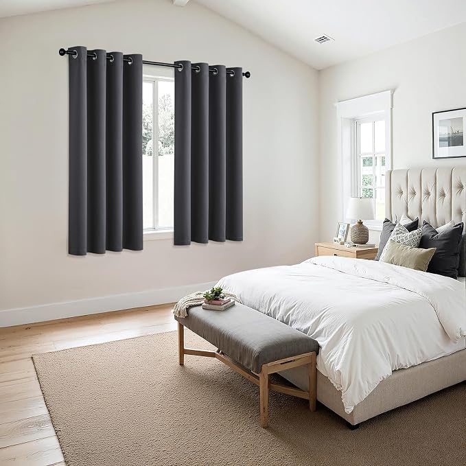 MIULEE Blackout Curtains for Bedroom Living Room 2 Panels, Thermal Insulated Room Darkening Drapes Grommet Noise Reducing Light Blocking Window Treatments 63 Inches Long 50x63 Inch Dark Grey