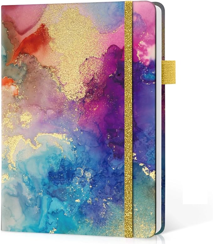 Taja Lined Journal Notebook for Women & Men, Hardcover Leather Journal for writing, A5 College Ruled Notebook for Work & Note Taking, Perfect for Office School Home Supplies, 160 Pages, Color Splash