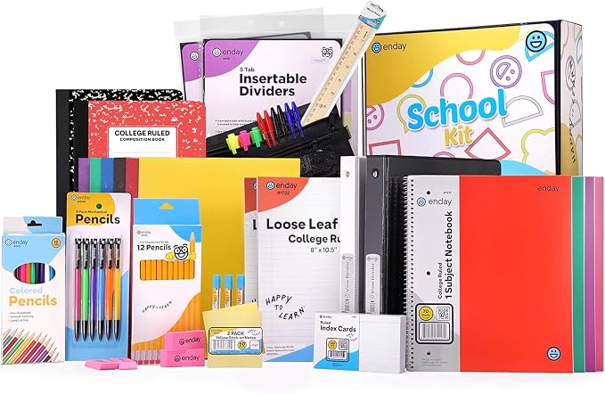 Enday Back to School Supplies High School and College, Premium Quality Kids Supplies Kit For Girls and Boys, 78 Pieces