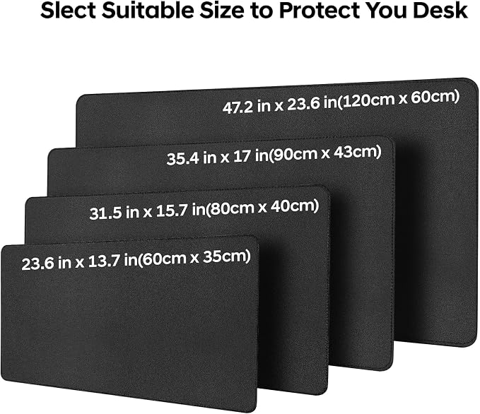 Leather Desk Pad Protector, Office Desk Mat, Large Mouse Pad, Non-Slip PU Leather Desk Blotter, Waterproof Computer Desk Writing Pad for Office and Home (Black, 23.6" x 13.7")