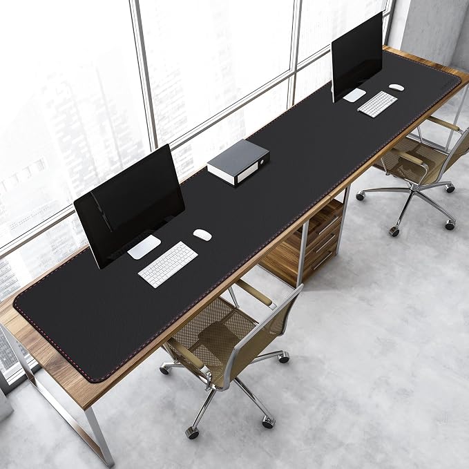 ZORESYN Large Desk Pad 74.8x19.7inch, Waterproof PU Leather Mouse Pad Desk Mat, Desk Blotter Protector with Non Slip Base for Home Office (Black)