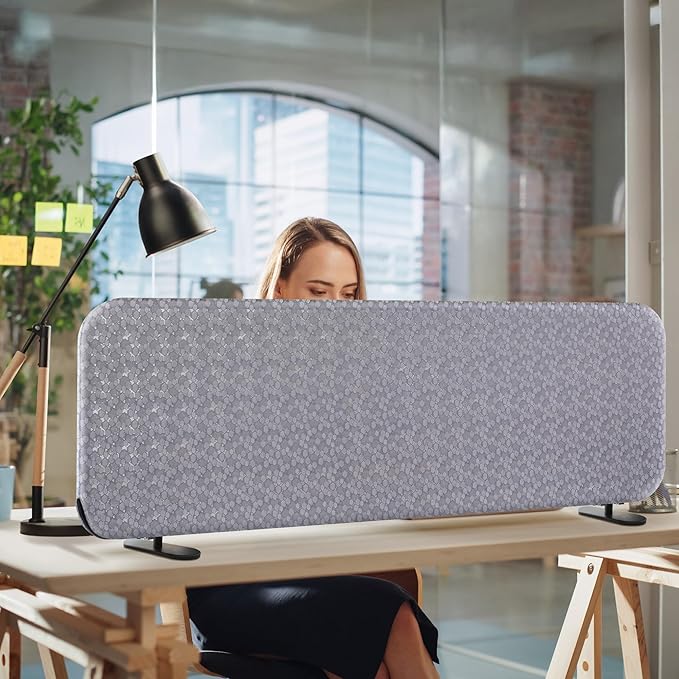 DECOLAB Freestanding Desk Divider, Portable Privacy Screen Partition for Home, Office, Shared Workspace, Restaurant, Anti-Scratch, 48 x 18 Inch, Dandelion