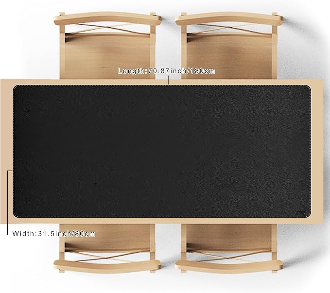 Vyaaa 70.8"x31.5" PU Leather Large Desk Mat (Black) - XXL Extended Mouse pad, Office Desk Protector, Non-Slip Computer Desk pad for Office, Gaming, Home