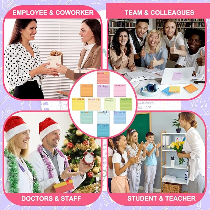 Yinder 24 Pcs Inspirational Sticky Notes Thank You Gift Motivational Sticky Note Pad Employee Appreciation Gift Bulk for Staff Coworker Teacher Nurse Office Groups 3 x 3'' (Bible,Light Color)