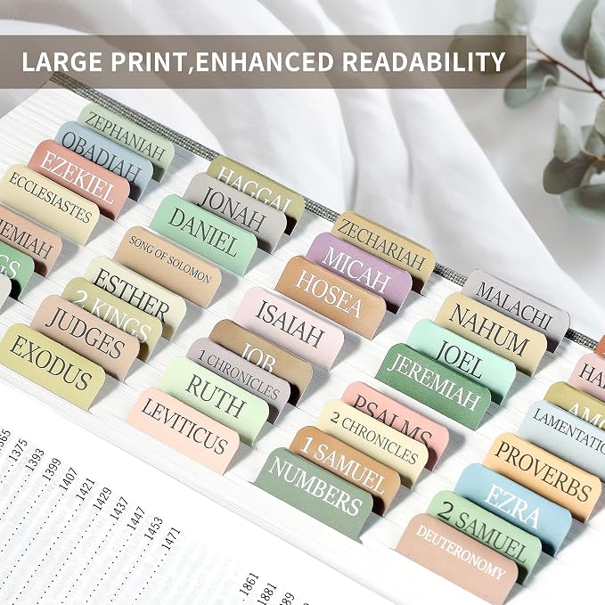Bible Tabs for Women & Men, Bible Tabs for Study Bible, Large Print Neutral Bible Tabs for Easy Navigation, Boho Theme, Bible Index Tabs