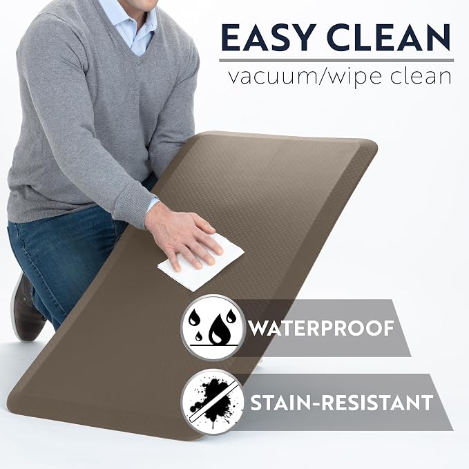 KANGAROO Anti Fatigue Mats for Kitchen Floor, Reduce Foot, Knee, Back Pressure, 3/4 Inch Thick Cushioned Ergonomic Mat, Waterproof Comfort Rug for Under Sinks, Standing Desk, Stores, 20x32, Cappuccino