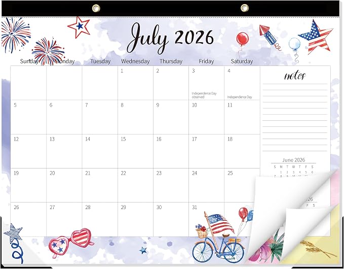 GuassLee Monthly Large Desk Calendar 2026-2027 - 19 Months 22" x 17" Calendar from Jun. 2026 to Dec. 2027, Large Monthly Planner with Holiday Watercolor Design for Office School Home Organizing