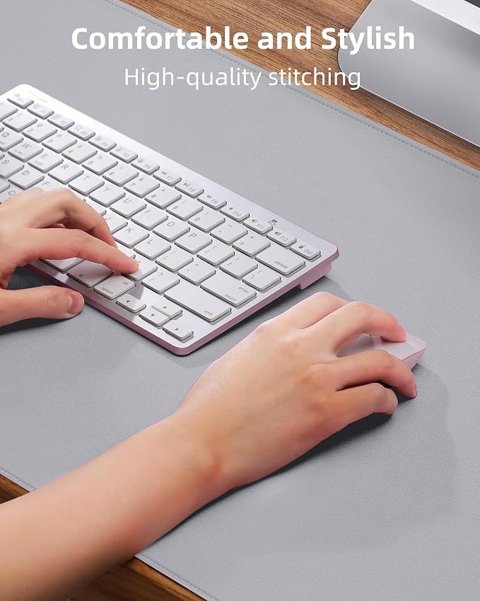 AFIING Large Desk Mat 55" x 24" - PU Leather Desk Pad Protector, Waterproof Non-Slip Extended Mouse Pad for Office Desk, Keyboard, Laptop and Home Workspace (Light Grey)