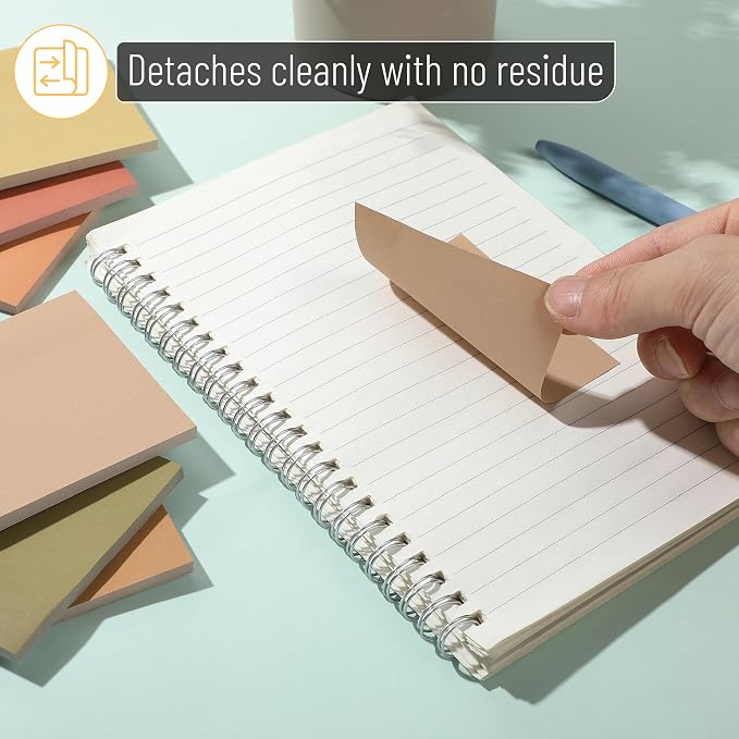 Mr. Pen- Sticky Notes, 3"x3", 12 Pads, 600 Sheets, Autumn Earth | Sticky Notes Bulk, Self-Stick Note Pads, Perfect for Office, School, Home, Study & Organization