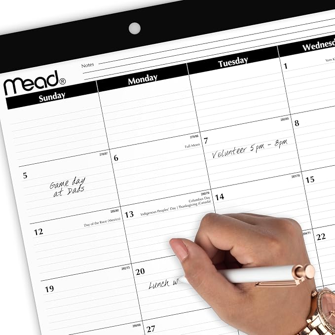 Mead 2026 Desk Calendar, Desk Pad, Monthly, 15-Month, 17-3/4" x 11", Compact, Basic (CRM8200526)