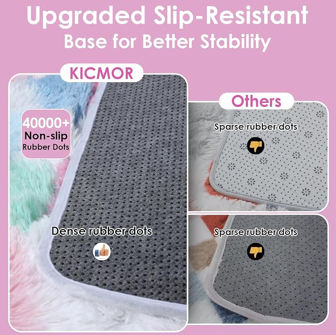 KICMOR Pink Rainbow Checkered Rug for Living Room 5x7, Fluffy Soft Colorful Area Rug Fuzzy Shag Shaggy Bedroom Carpet, Cute Indoor Plush Rugs for Teen Kids Girls Dorm Nursery Home Decor Aesthetic