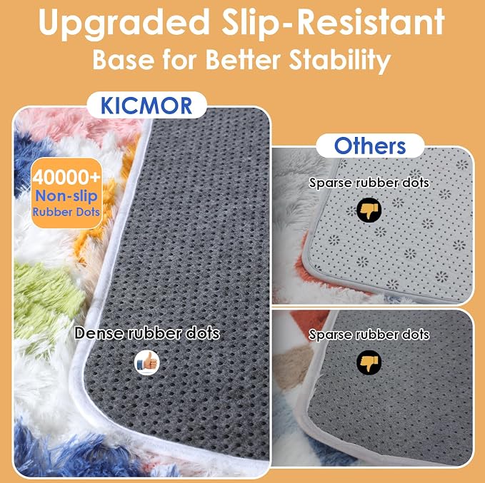 KICMOR Large 6x9 Area Rugs for Living Room, Fluffy Soft Colorful Checkered Shag Shaggy Carpet for Bedroom, Indoor Rainbow Plush Fuzzy Rug for Teen Kids Boys Girls Dorm Nursery Home Decor Aesthetic