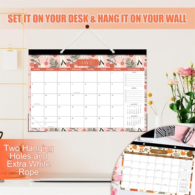 GuassLee Desk Calendar 2026-2027, Desk Top Calendar from Jun. 2026 to Dec. 2027, 17" x 11.5" Large School Year Desk Wall Calendar with To-Do List and Notes for Office School Home Teacher Planning
