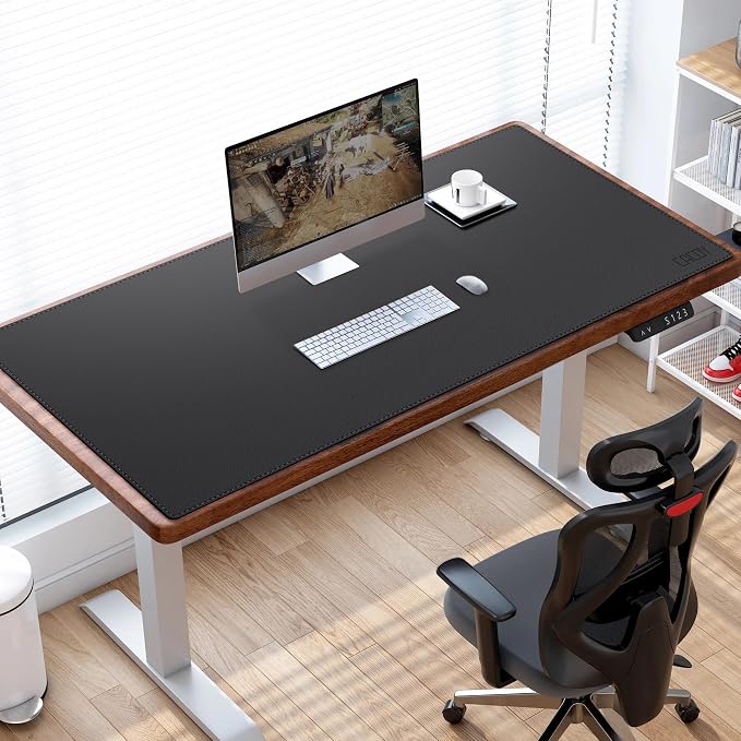 Cacoy 51" x 24" Leather Desk Mat, Office Desk Blotters, Large Computer Gaming Mouse Pad XXL, Waterproof PU Leather Laptop Table Cover Protector, Executive Desktop Accessories (Black)