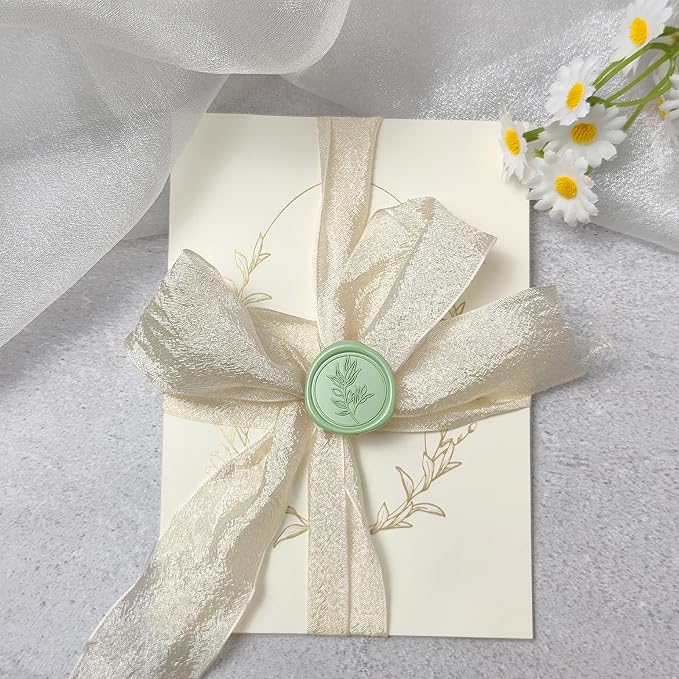 50 Pcs Sage Green Wax Seal Stickers Self- 3D Wedding Invitation Seal Stickers, Perfect for Wedding Invitation, Envelopes Christmas Cards, Seating Chart, Good Adhesion and Easy to Use