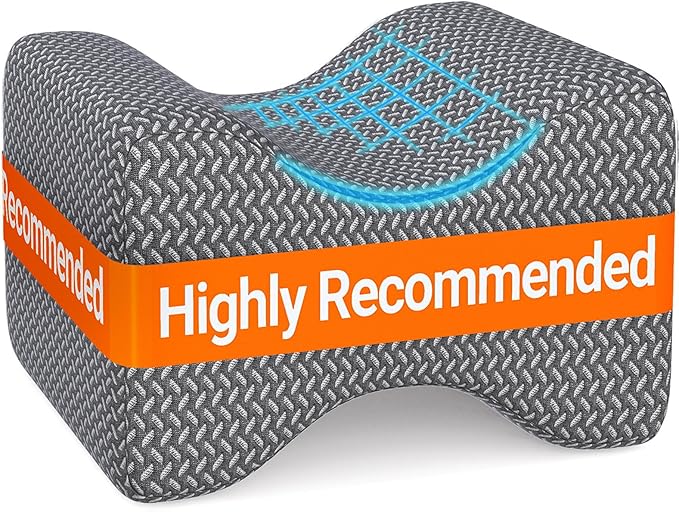 BlissTrends Memory Foam Knee Pillow, Knee Pillow for Side Sleepers, Leg Pillows for Sleeping Blood Circulation, Elevation Pillow for Spine Aligning, Sciatica, Back, Hip, Knee, Ankle Pain, Dark Grey