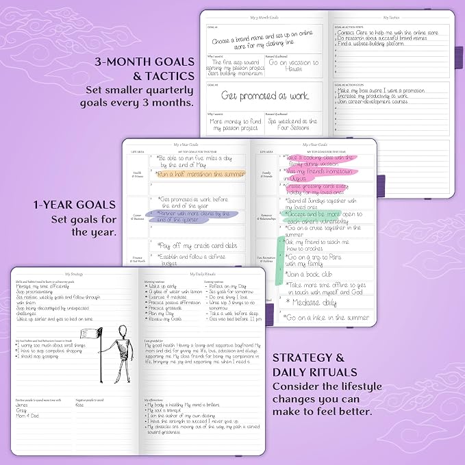 Legend Undated Weekly Planner – Goal Planner Journal & Organizer Notebook – Agenda Book with Monthly Calendar & To-Do List, A5 (Purple)