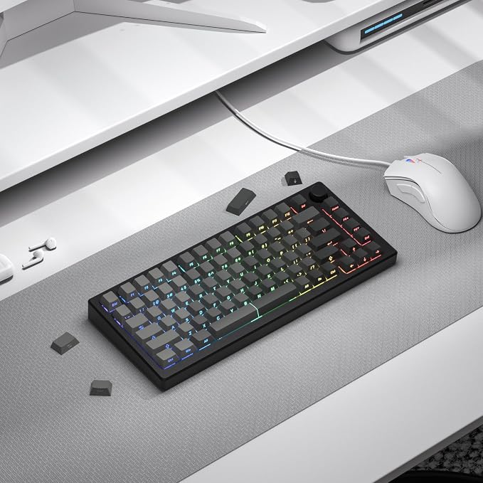 dagaladoo Double Shot PBT keycaps for Mechanical Keyboard,Shine Through keycap Cherry Profile,Gradient Grey,Side Printed Keyboard caps for Mechanical Gaming Keyboards(121key,only keycaps)