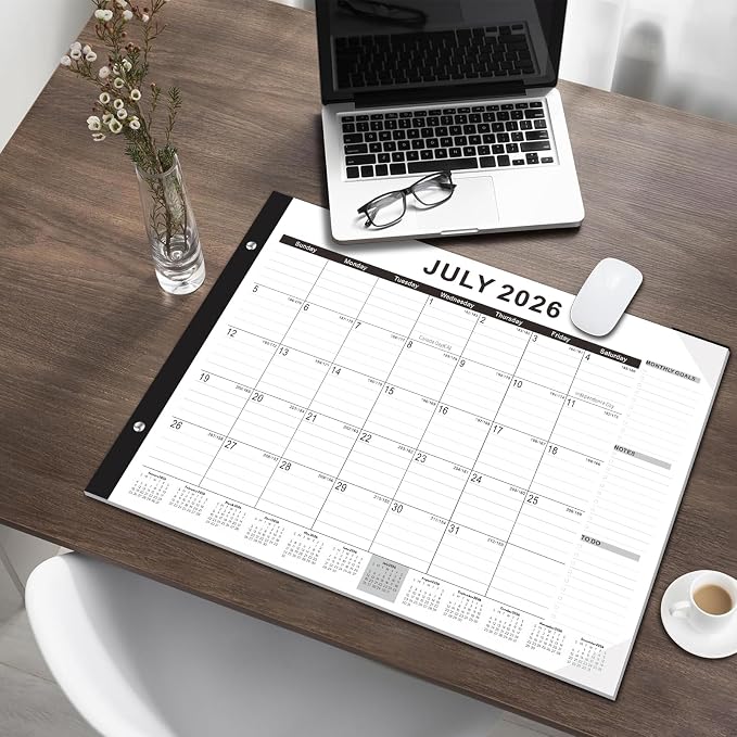 Gannyfer Desk Calendar 2026-2027, Large Desk Calendar 22" x 17", Use July 2026 to December 2027, 18 Monthly Academic Desktop Calendar 2026 with To-Do List, Desk Calendar 2026 for Office, School, Home (6 Stickers)