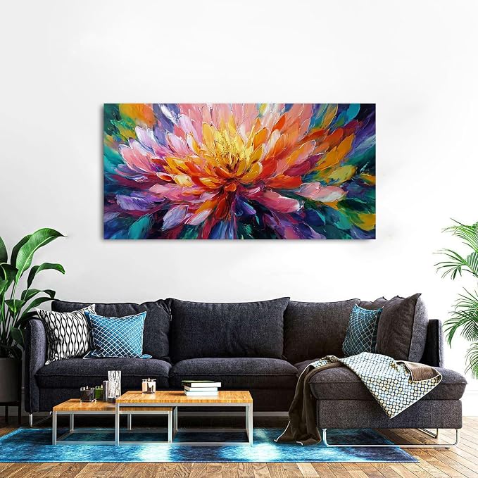 AIYISU Abstract Lotus Wall Art Zen Wall Decor Large Colorful Lotus Flower Pictures for Bedroom Yoga Spa Room Abstract Blossom Floral Canvas Prints Meditation Artwork Living Room Home Decoration 30x60