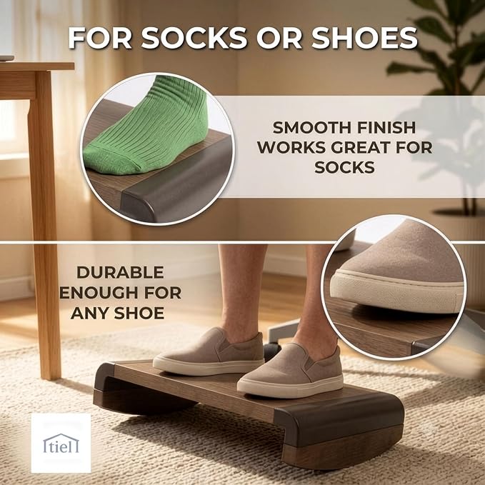 Tiel Designs Ergonomic Under Desk Footrest for Posture Support, Solid Wood, Non Slip Office Foot Stool, Angled Desk Foot Rest for Home and Office