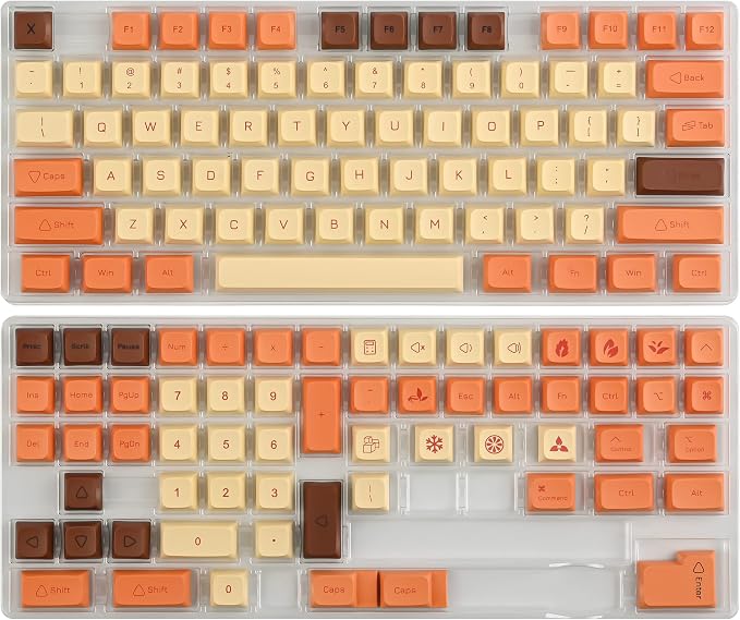 Guffercty kred XDA Profile Keycaps Set 142-Key Retro PBT keycaps for 60% 65% Cherry Mx Gaming Keyboard (Yellow Flash)