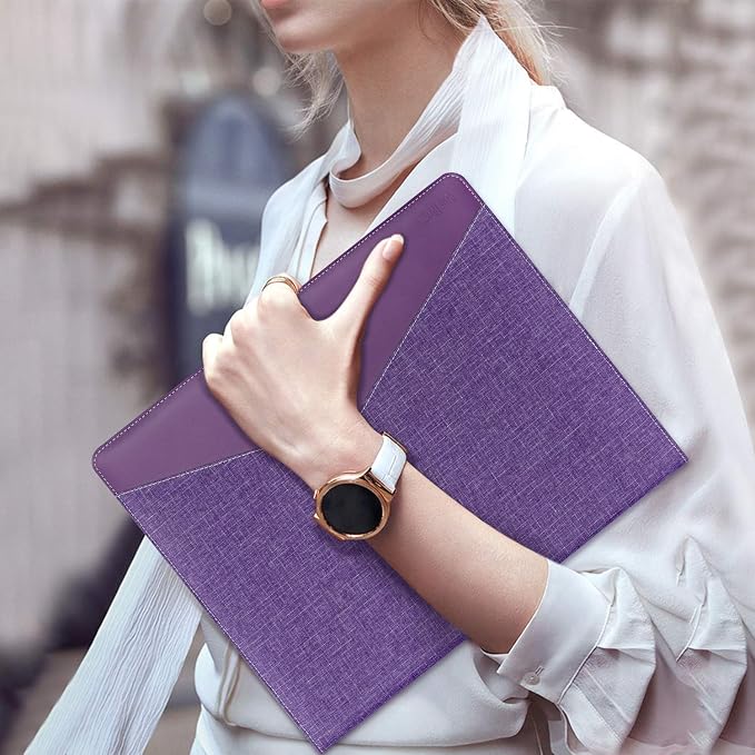 Toplive Padfolio 3 Ring Binder Organizer Business Portfolio Folder for Women, A4/ Letter Size PU Leather Portfolio Padfolio for Interview Conference Presentation, Purple