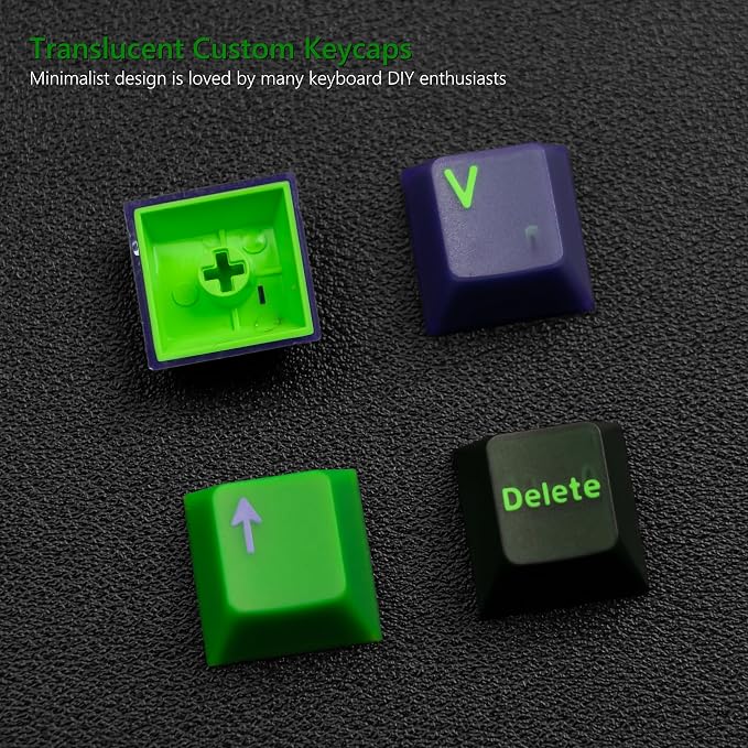 Womier PBT Jelly Keycaps Purple, Custom Keyboard Keycaps 60 75 100 Percent, Translucent Key caps 127 Keys, Cherry Profile for 61/68/84/87/98/100 Cherry Gateron MX Mechanical Gaming Keyboards