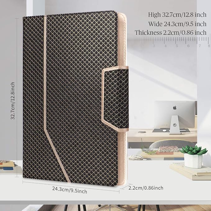 Toplive Business Padfolio, Executive Conference Folder with Document Sleeve, Letter/A4 Size Clipboard, Business Card Holders, Men's & Women's Mermaid Black