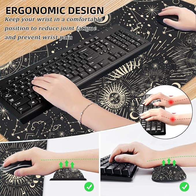 LATEEFAH Desk Mat, Mouse Pad with Wrist Rest, 4-in-1 Large Mouse Pads for Desk, Ergonomic Mouse Pad and Keyboard Wrist Rest Gaming Keyboard Mat for Office, Home